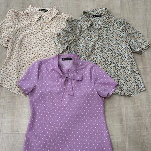 Allegra K Women's Floral and Heart Print Blouse Bundle/Size Small